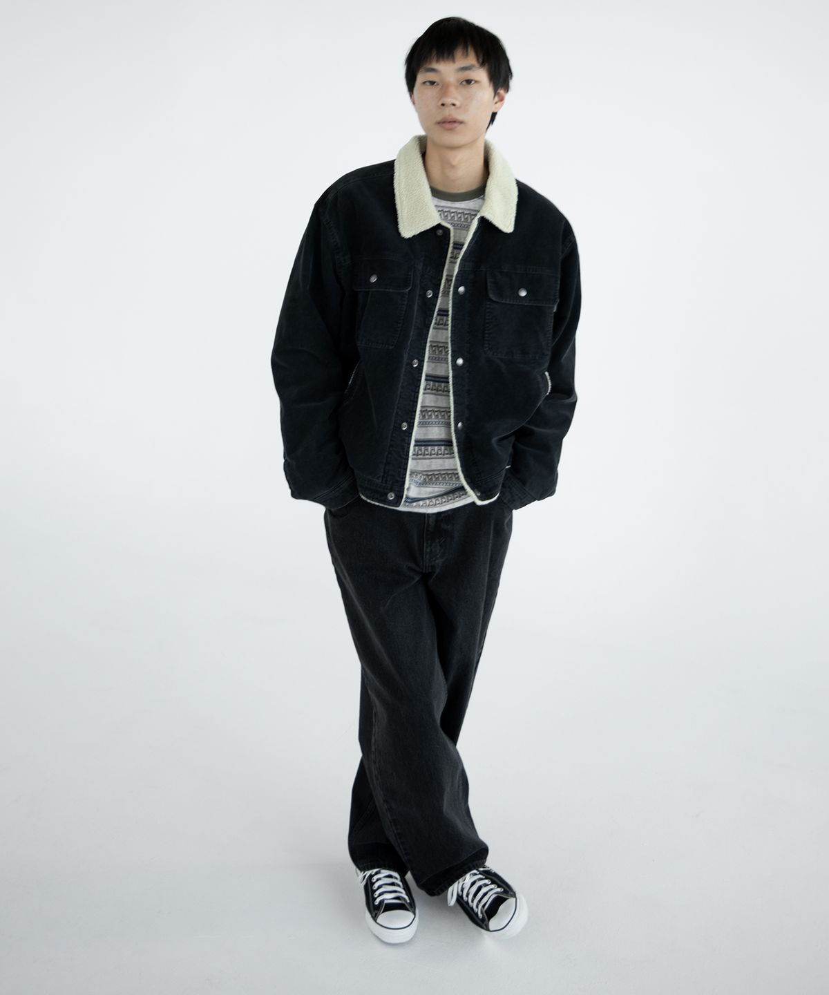 디스이즈네버댓(THISISNEVERTHAT) Sherpa Lined Corduroy Trucker Jacket Black
