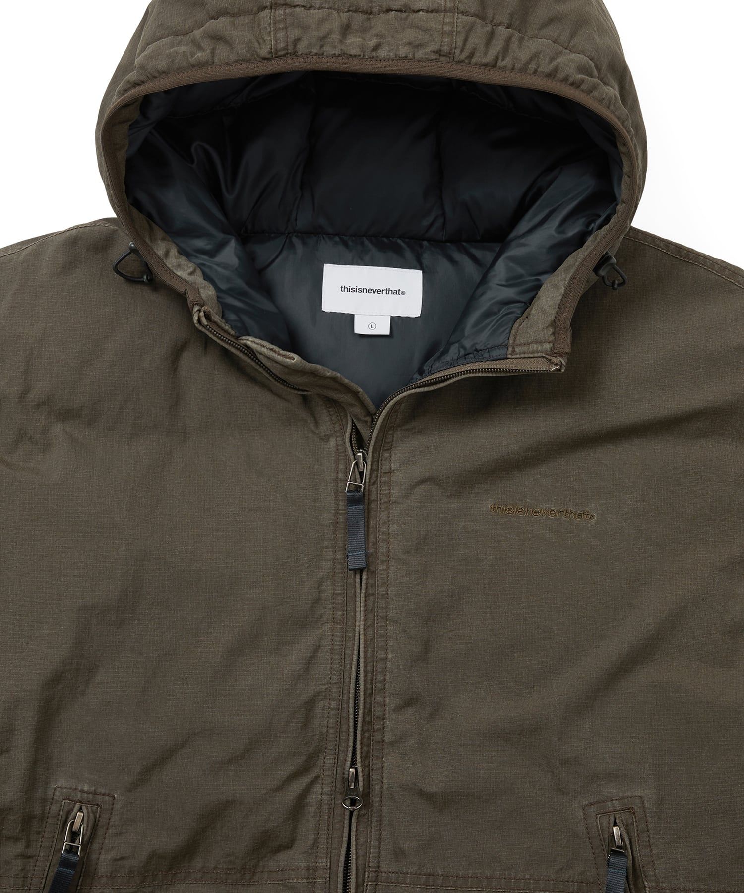 MUSINSA | thisisneverthat Washed Down Puffer Jacket Olive Brown