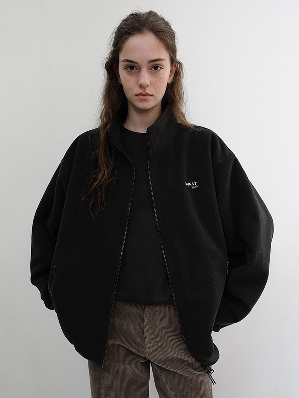 던스트(DUNST) UNISEX ZIP-UP FLEECE SWEATSHIRT_UDJU6D135_BLACK