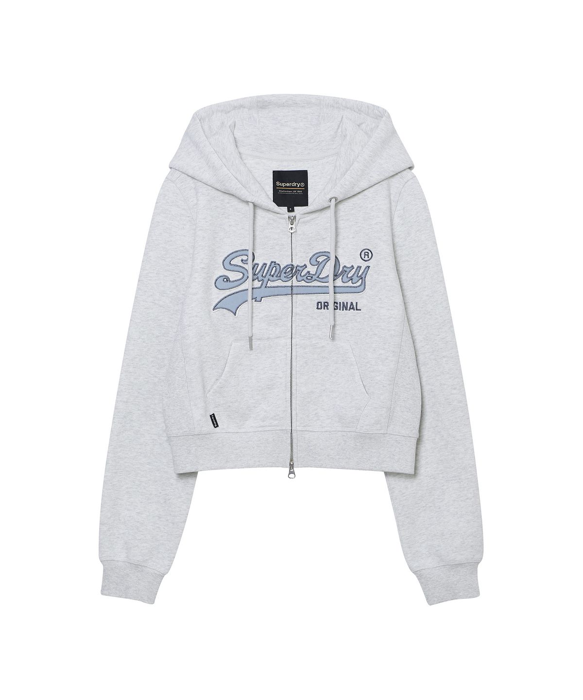 슈퍼드라이(SUPERDRY) W 빈티지 로고 투웨이 후드집업 라이트그레이