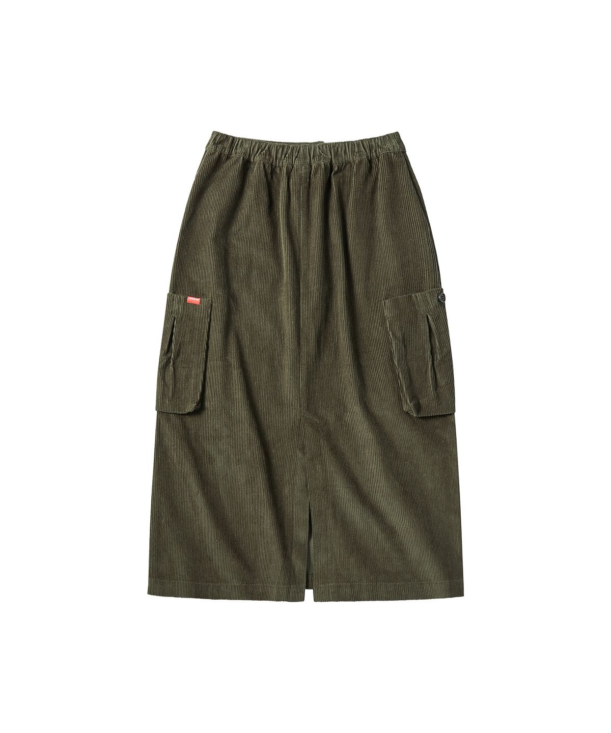 꼬모니노즈(COMONINOZ) W POCKET MIDI-SKIRT [KHAKI]