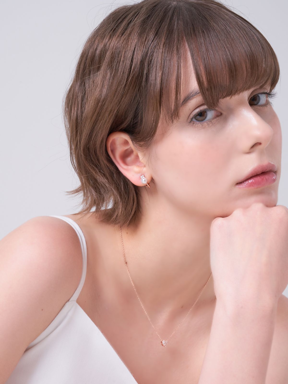 엘르주얼리(ELLEJEWELRY) 샤인 로즈 펄 귀찌 귀걸이 ELSPEE501