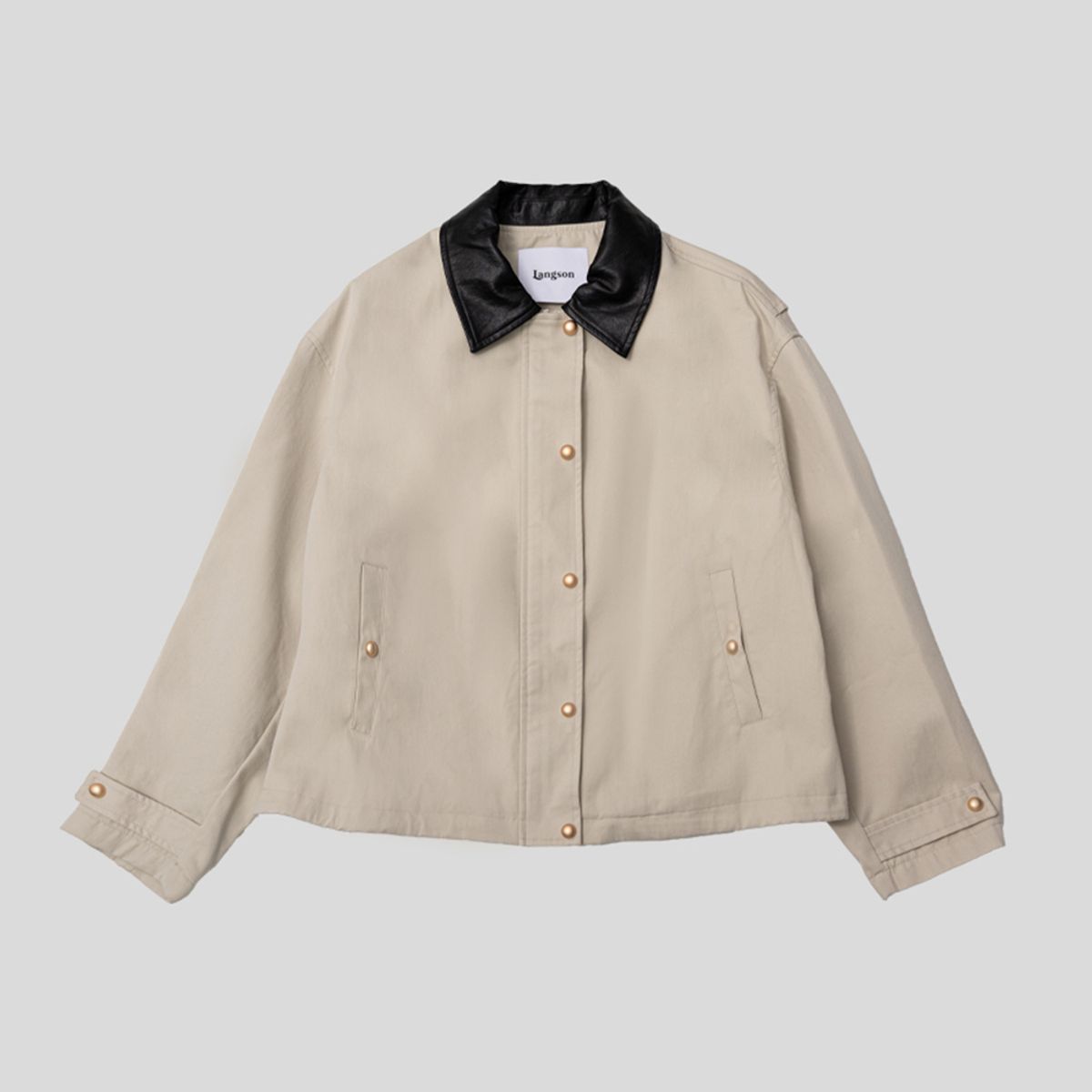 랭썬(LANGSON) LS_Leather collar jacket_BEIGE
