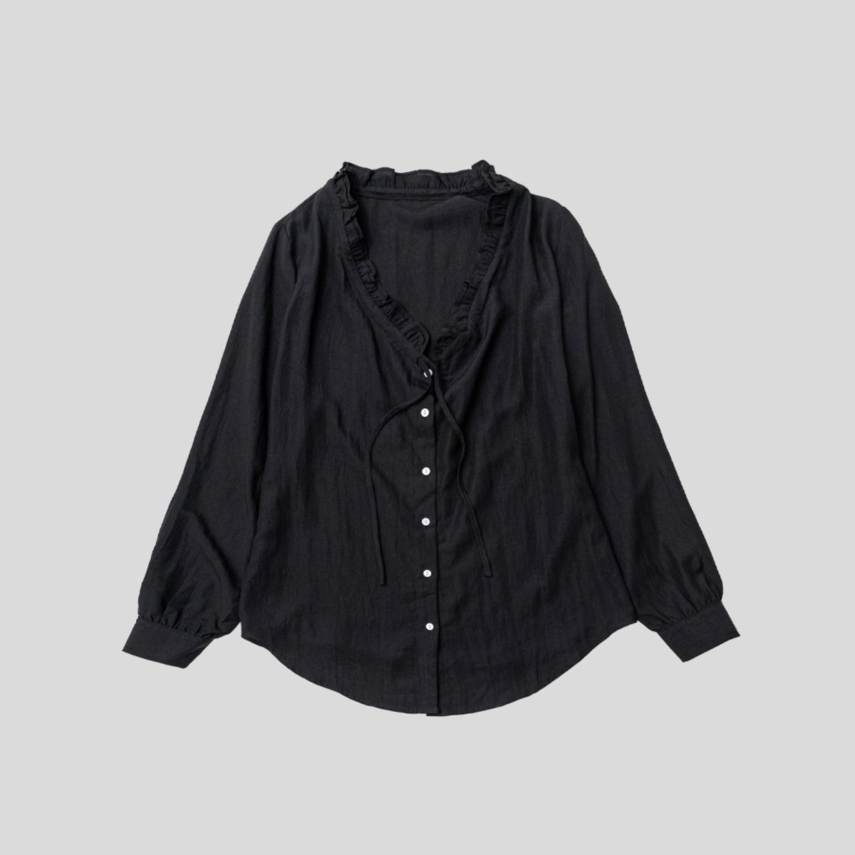 랭썬(LANGSON) LS_V-neck pleated shirt_2color