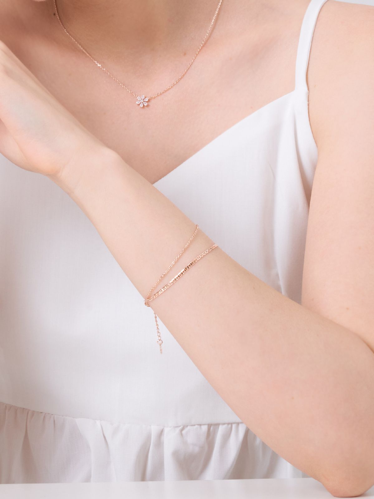 엘르주얼리(ELLEJEWELRY) 더블 체인 레이어드 팔찌 ELBRBB108