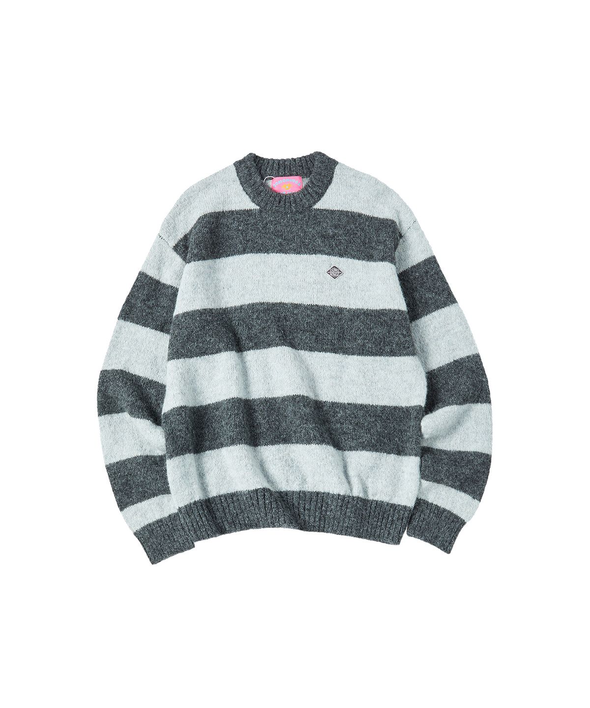 꼬모니노즈(COMONINOZ) HAIRY STRIPE PULLOVER [CHARCOAL]