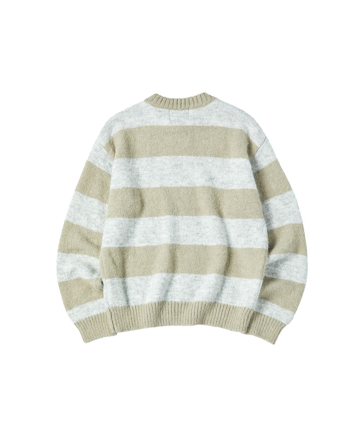 꼬모니노즈(COMONINOZ) HAIRY STRIPE PULLOVER [KHAKI]
