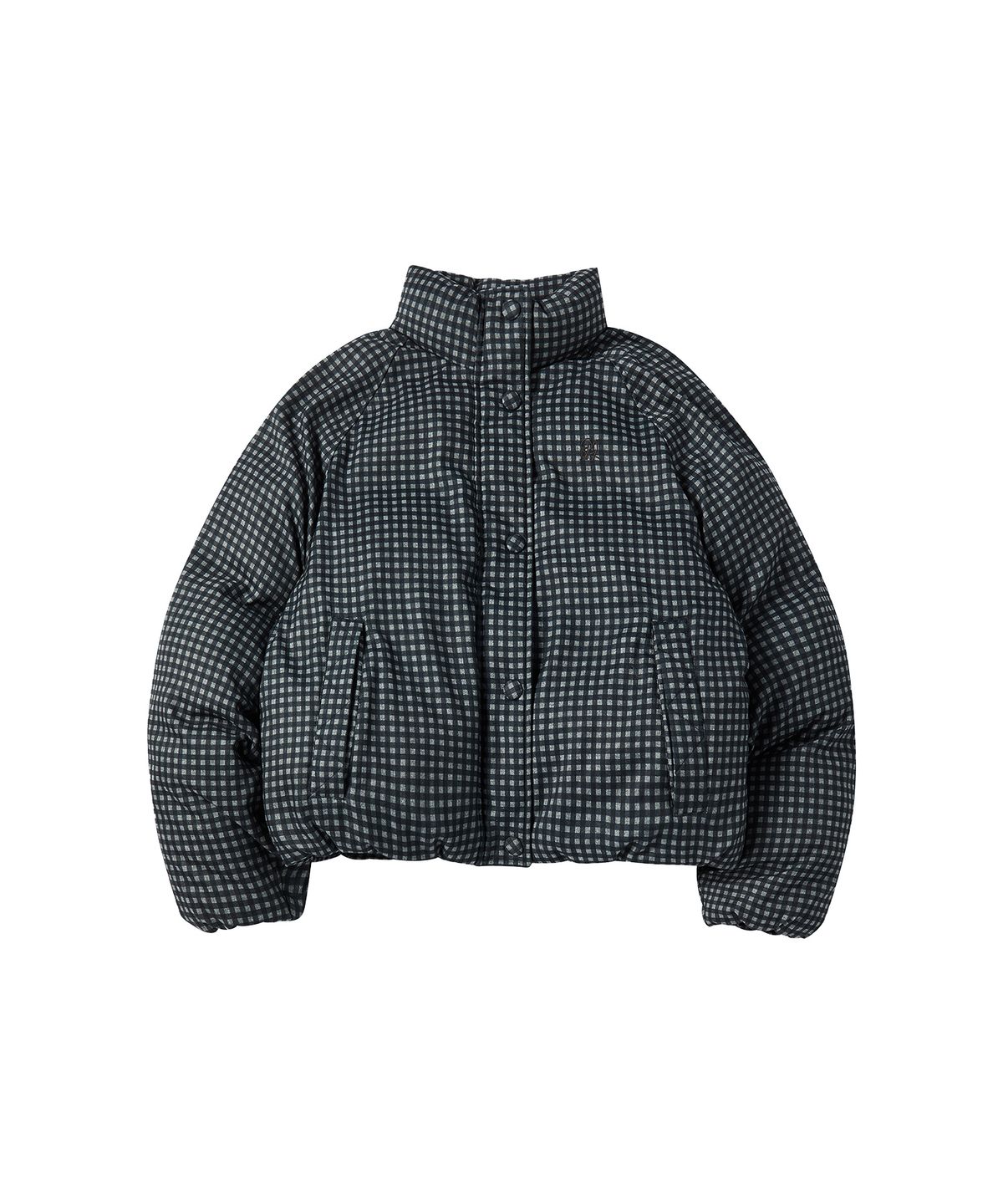 꼬모니노즈(COMONINOZ) W CHECK SHORT PUFFER [CHECK]