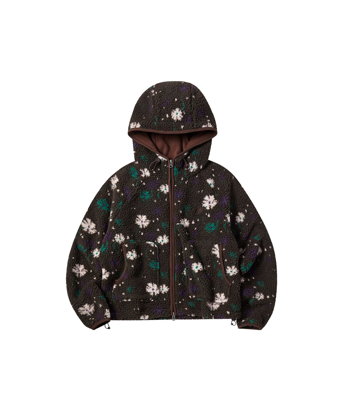 꼬모니노즈(COMONINOZ) W PATTERN FLEECE JACKET [DEEP BROWN]