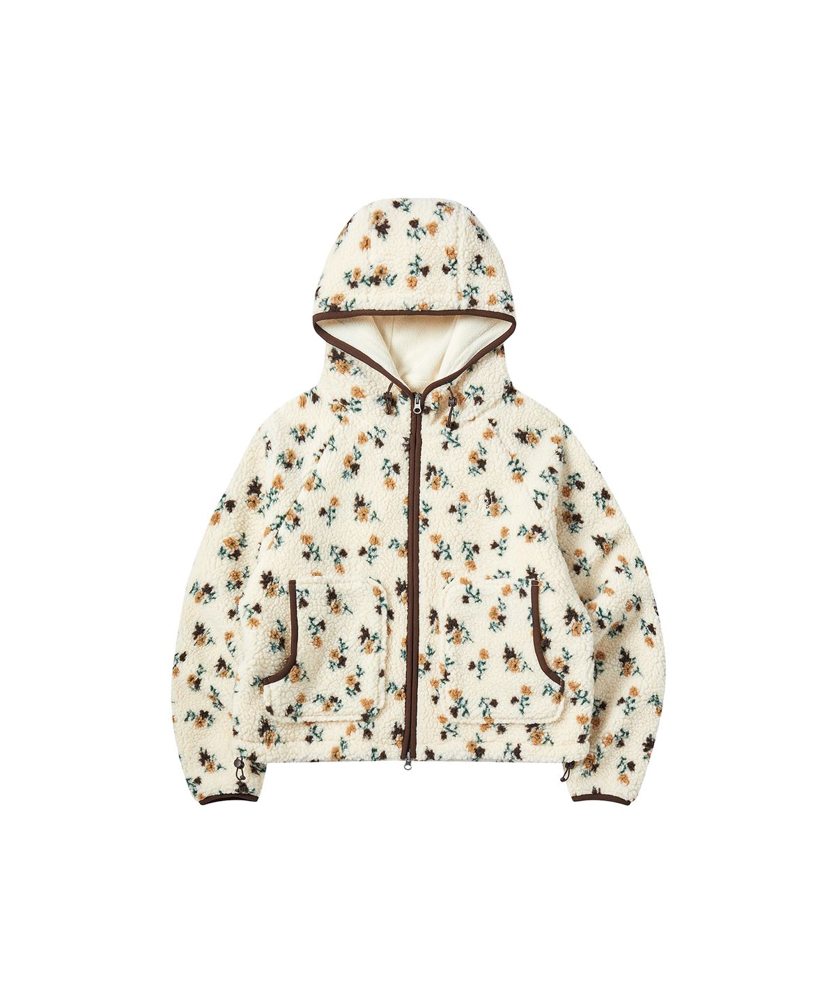 꼬모니노즈(COMONINOZ) W PATTERN FLEECE JACKET [IVORY]