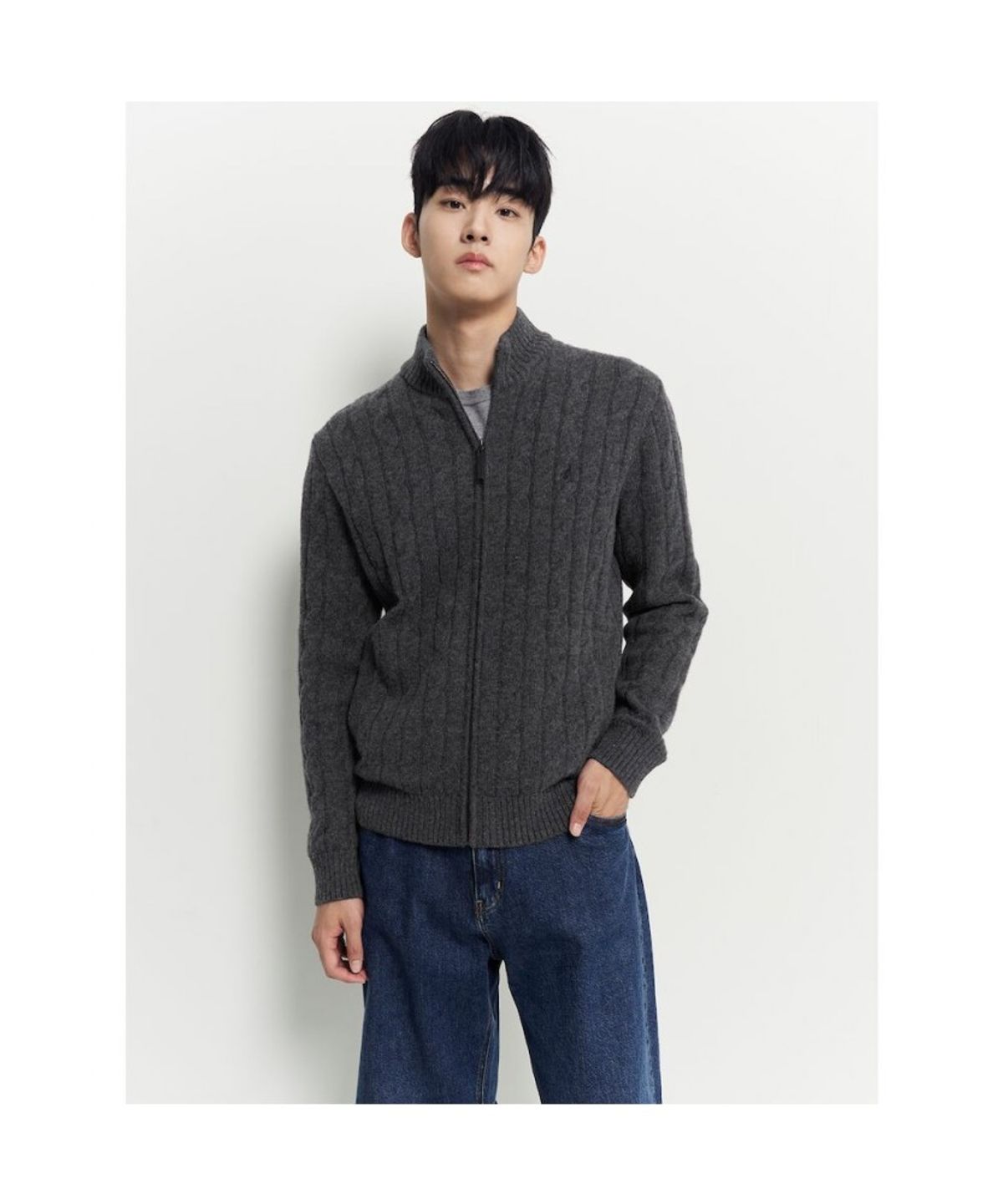 빈폴 멘(BEANPOLE MEN) 케이블 집업 카디건  애쉬