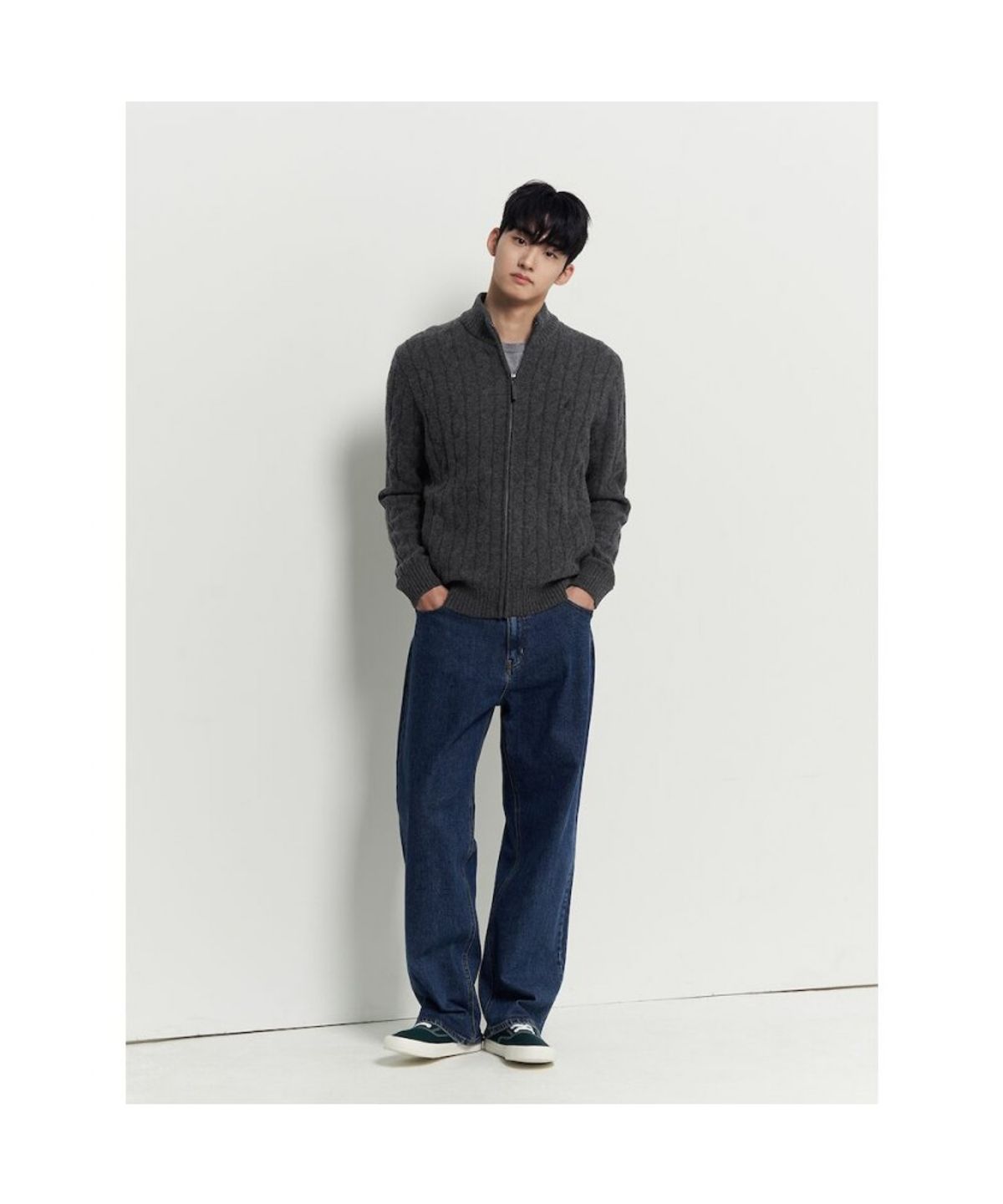 빈폴 멘(BEANPOLE MEN) 케이블 집업 카디건  애쉬