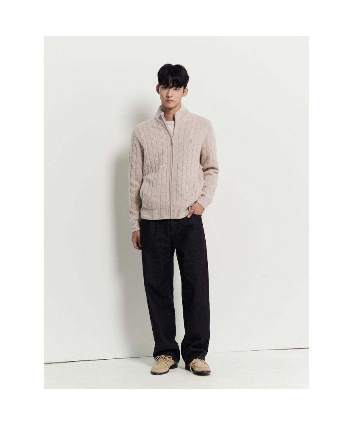 빈폴 멘(BEANPOLE MEN) 케이블 집업 카디건  베이지