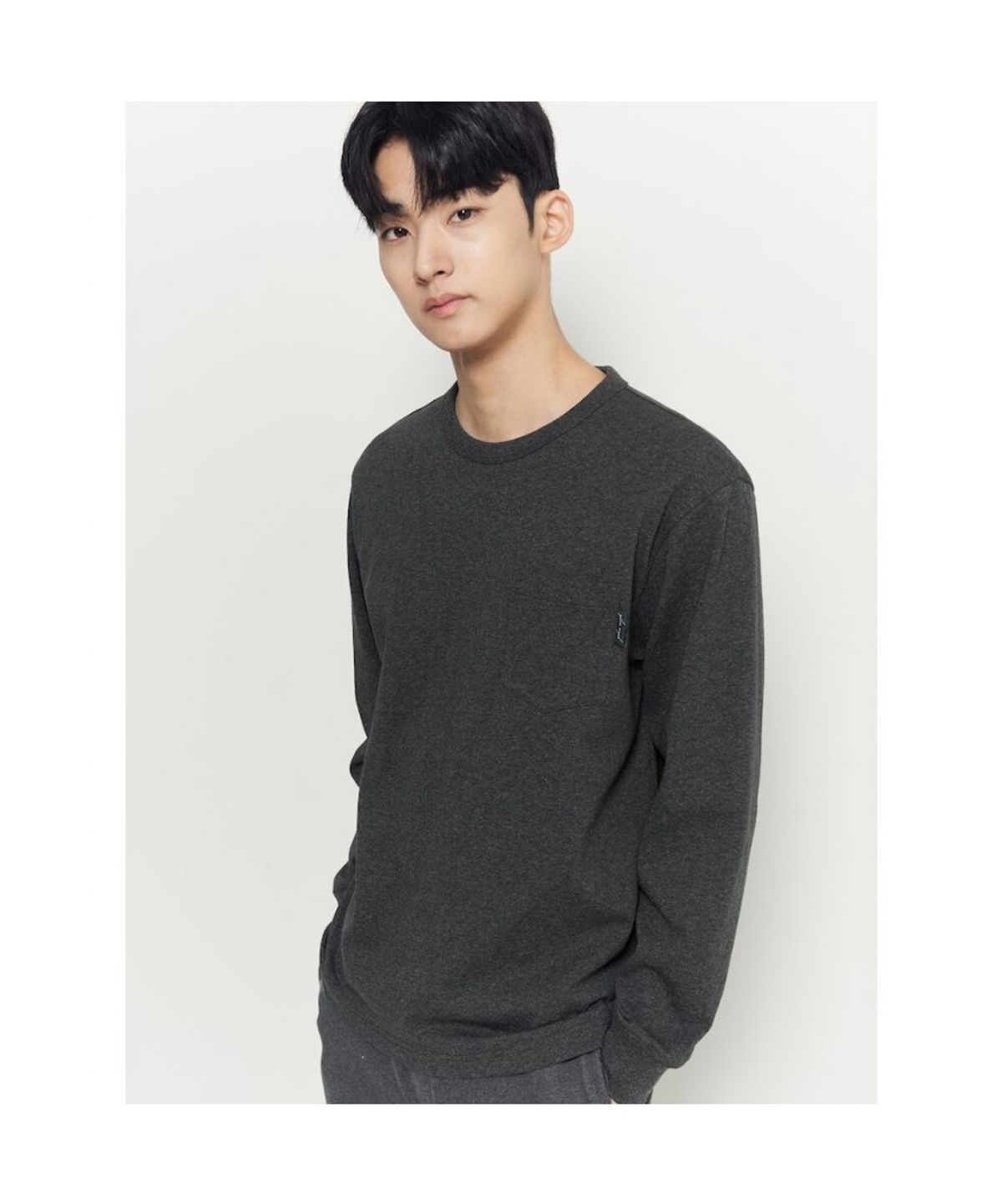 빈폴 멘(BEANPOLE MEN) 헤리티지 긴소매 라운드 티셔츠  애쉬