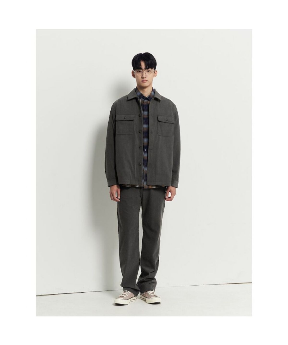 빈폴 멘(BEANPOLE MEN) 옴브레 체크 아우터형 셔츠  스카이 블루
