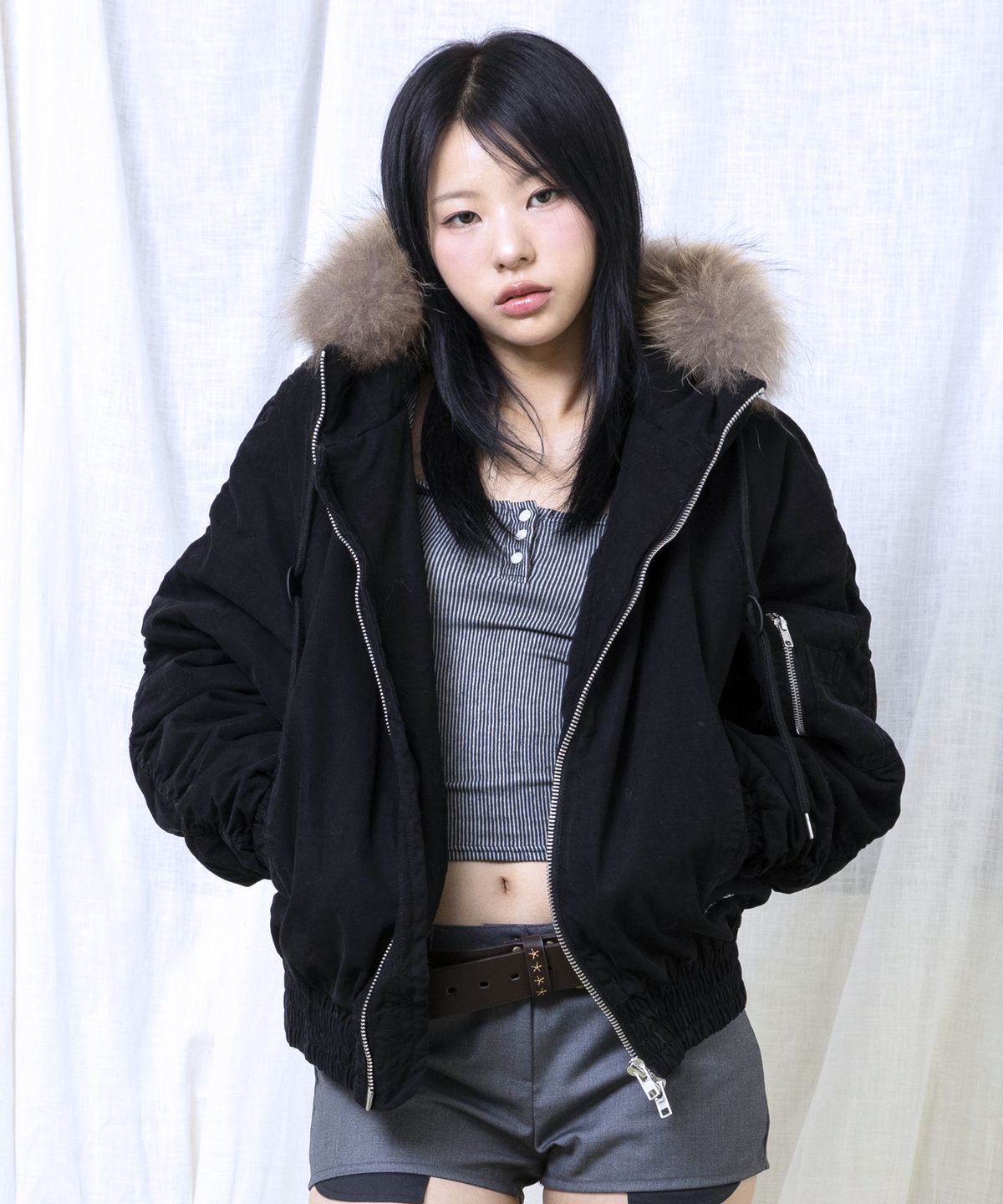 글랙(GLACK) GJ098 러스티 N2B 숏 파카 (BLACK)