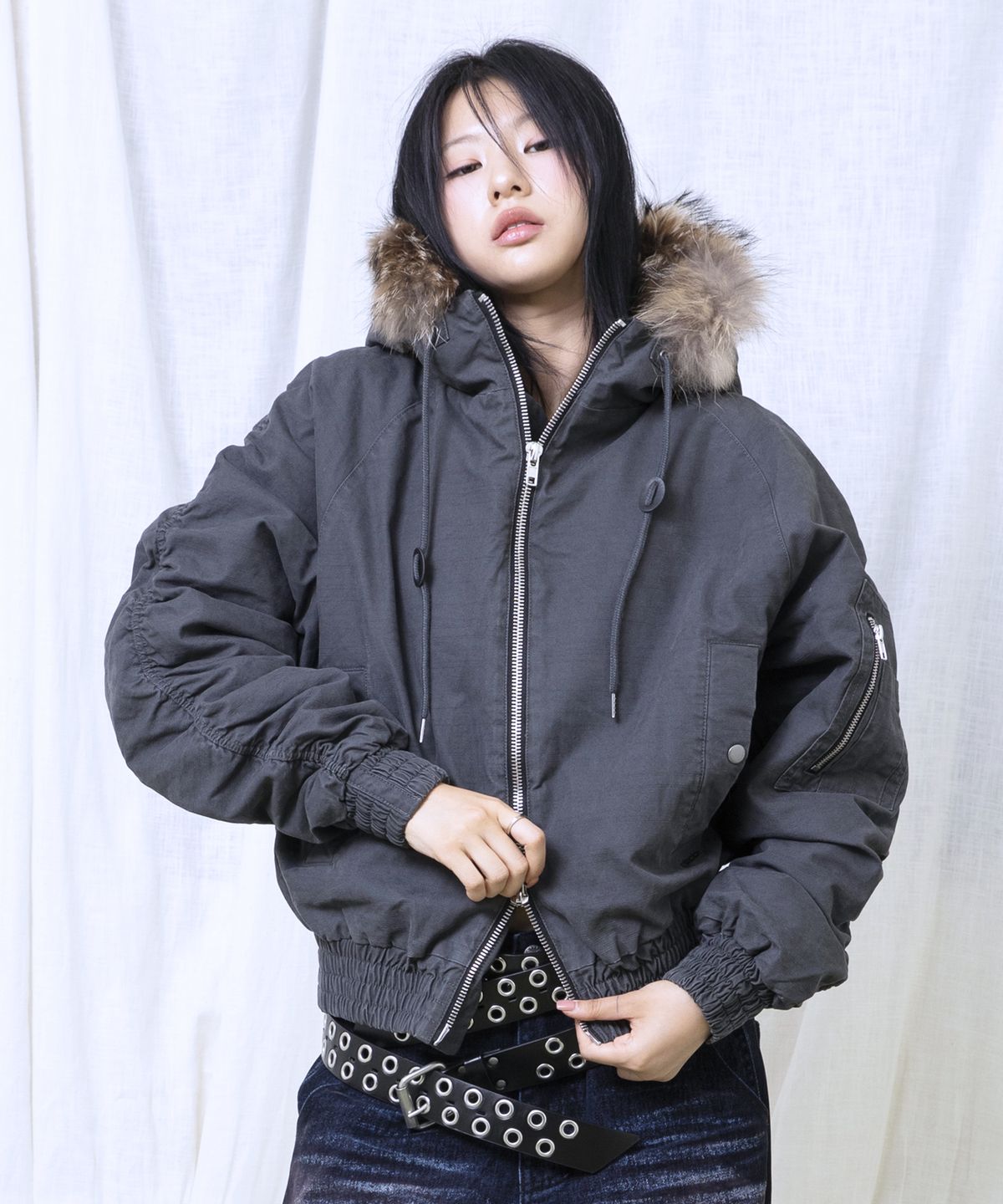 글랙(GLACK) GJ098 러스티 N2B 숏 파카 (GRAY)