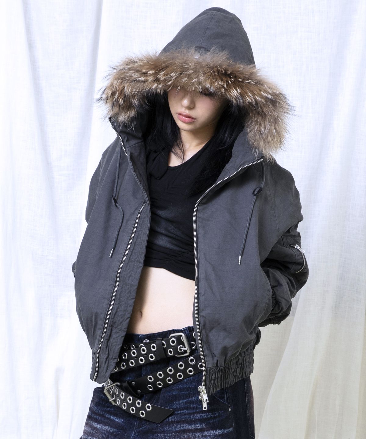 글랙(GLACK) GJ098 러스티 N2B 숏 파카 (GRAY)