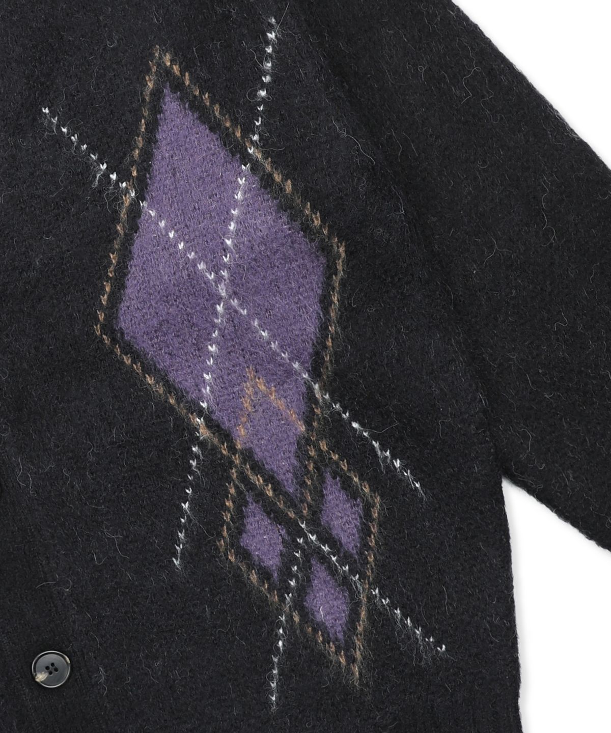 글랙(GLACK) GNT075 빈티지 아가일 니트 가디건 (BLACK)