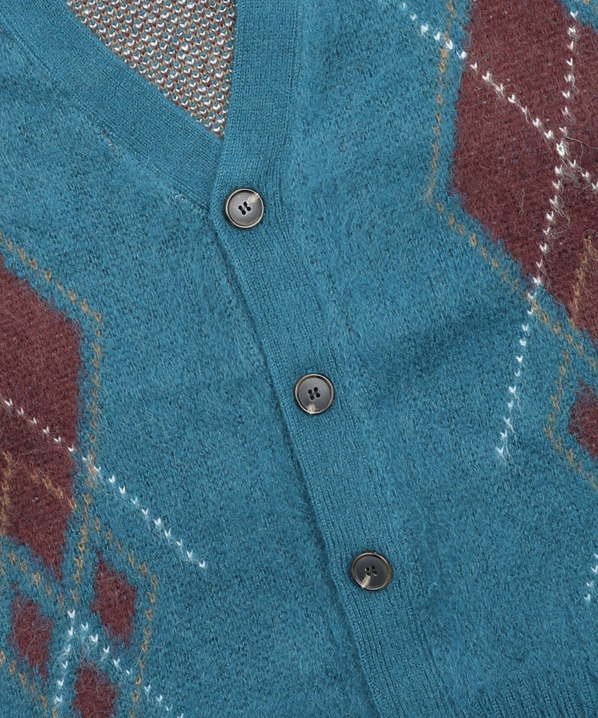 글랙(GLACK) GNT075 빈티지 아가일 니트 가디건 (BLUE GREEN)