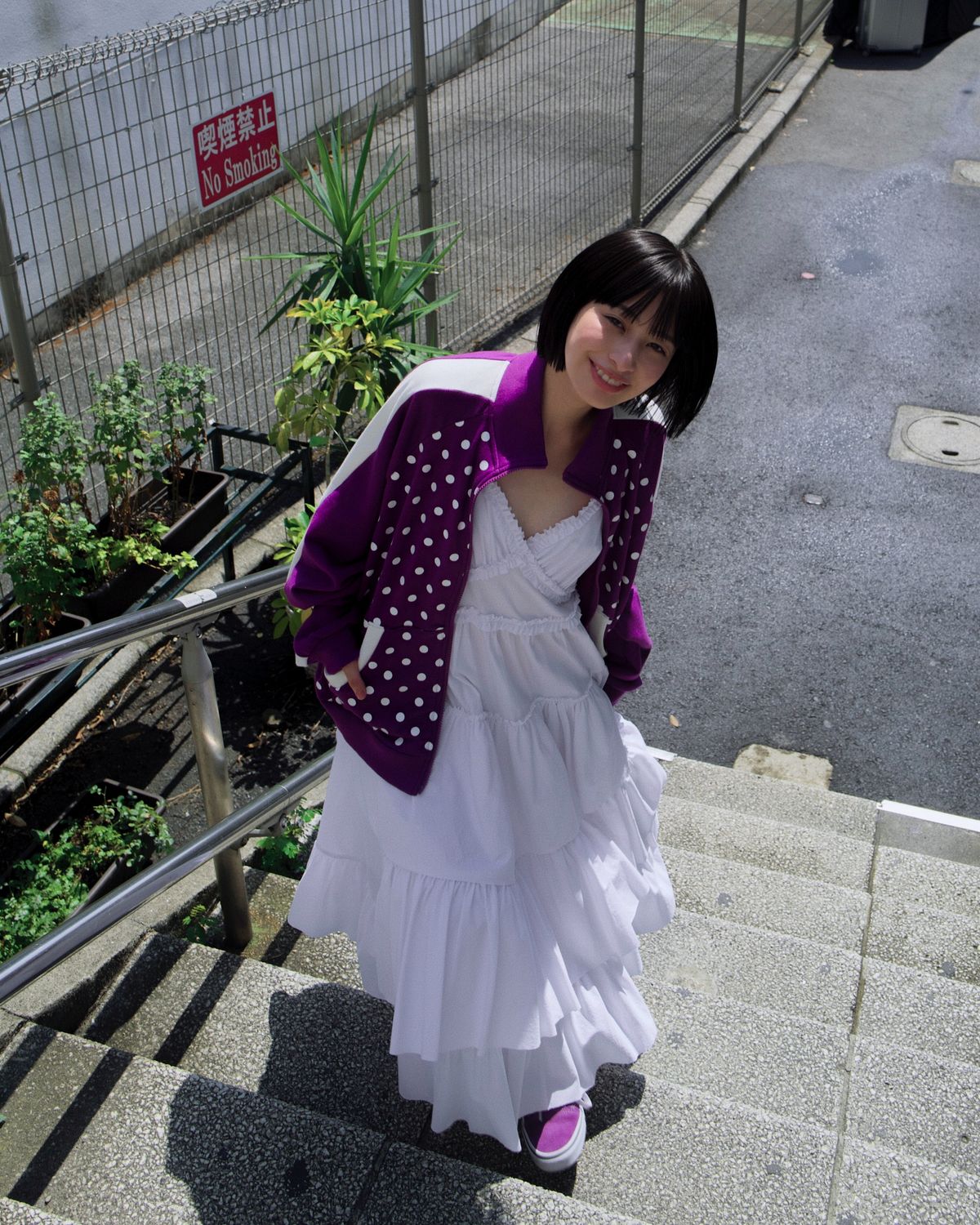 로액슈얼(LO AXUAL) OVERFITTED DOT TRACK SUIT_PURPLE