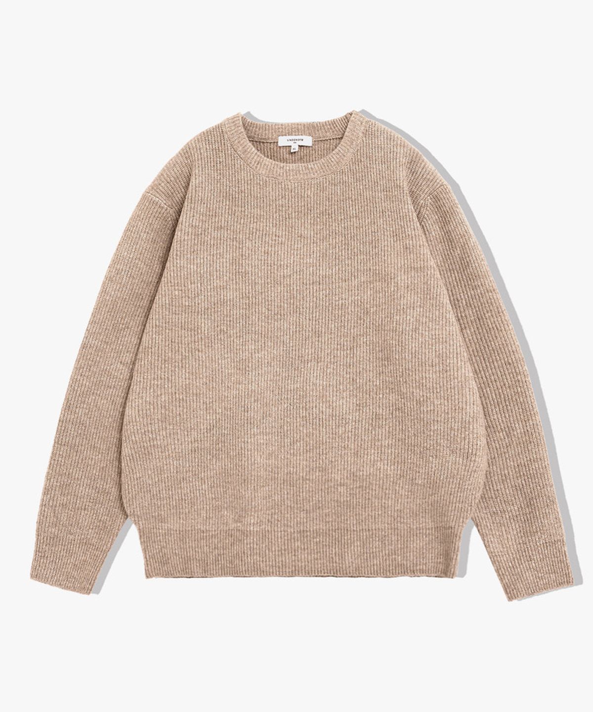 언더오프(UNDEROFF) 릴렉스드핏 데일리 라운드 니트 베이지