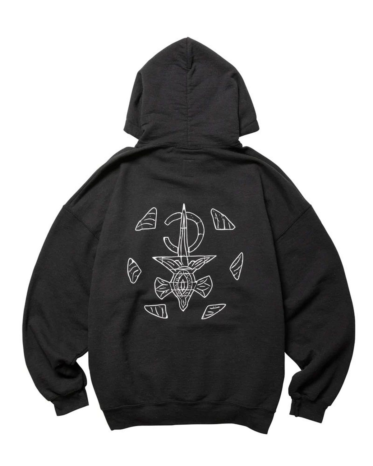 찬스클로딩(CHANCE CLOTHING) TIFINAGH EMBROIDERY HOODIE - BLACK