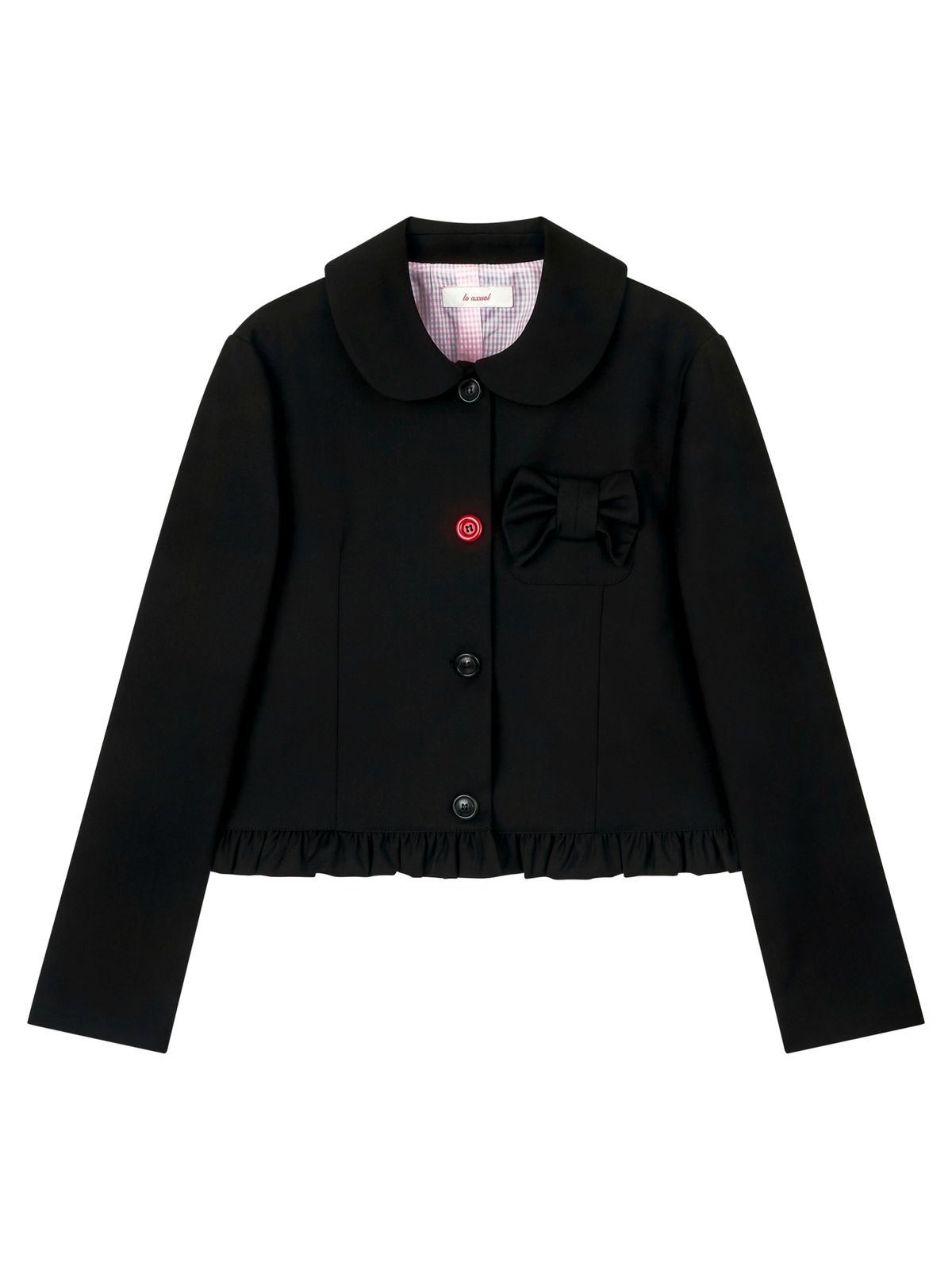 로액슈얼(LO AXUAL) PETER PAN COLLAR RIBBON JACKET_BLACK
