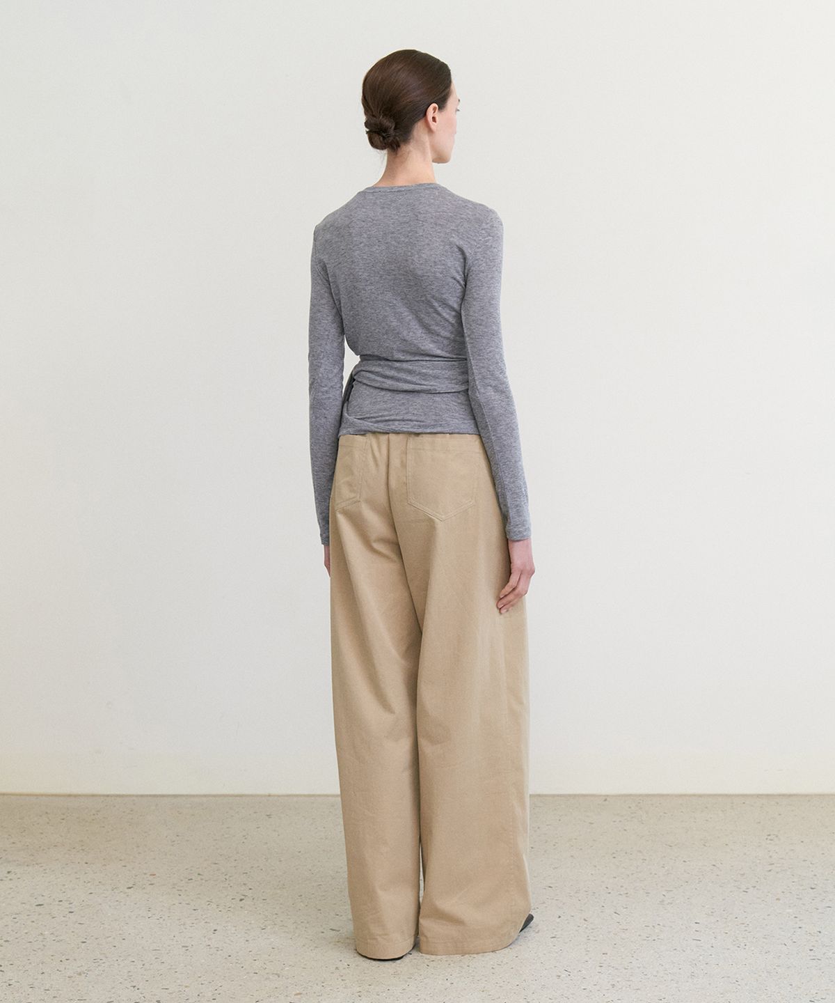스텝어라운드(STEP AROUND) Cotton wide relaxed pants_BEIGE