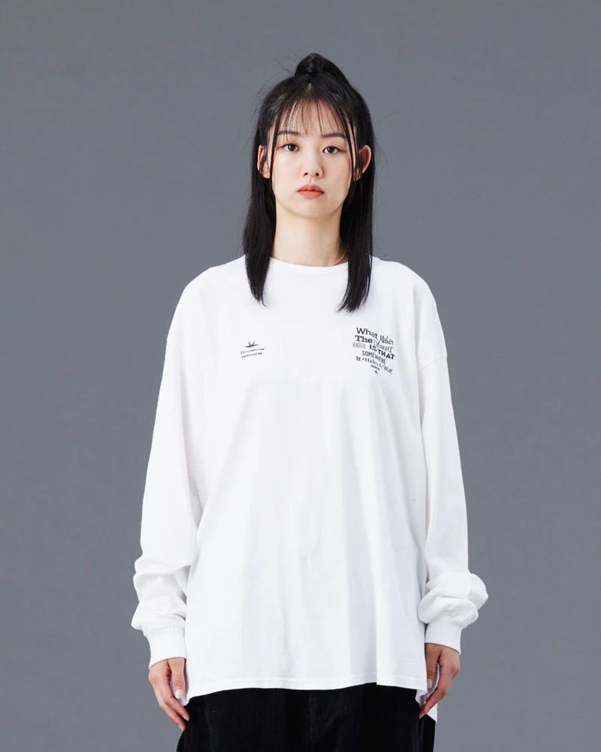찬스클로딩(CHANCE CLOTHING) MULTI FONT L/S TEE - WHITE