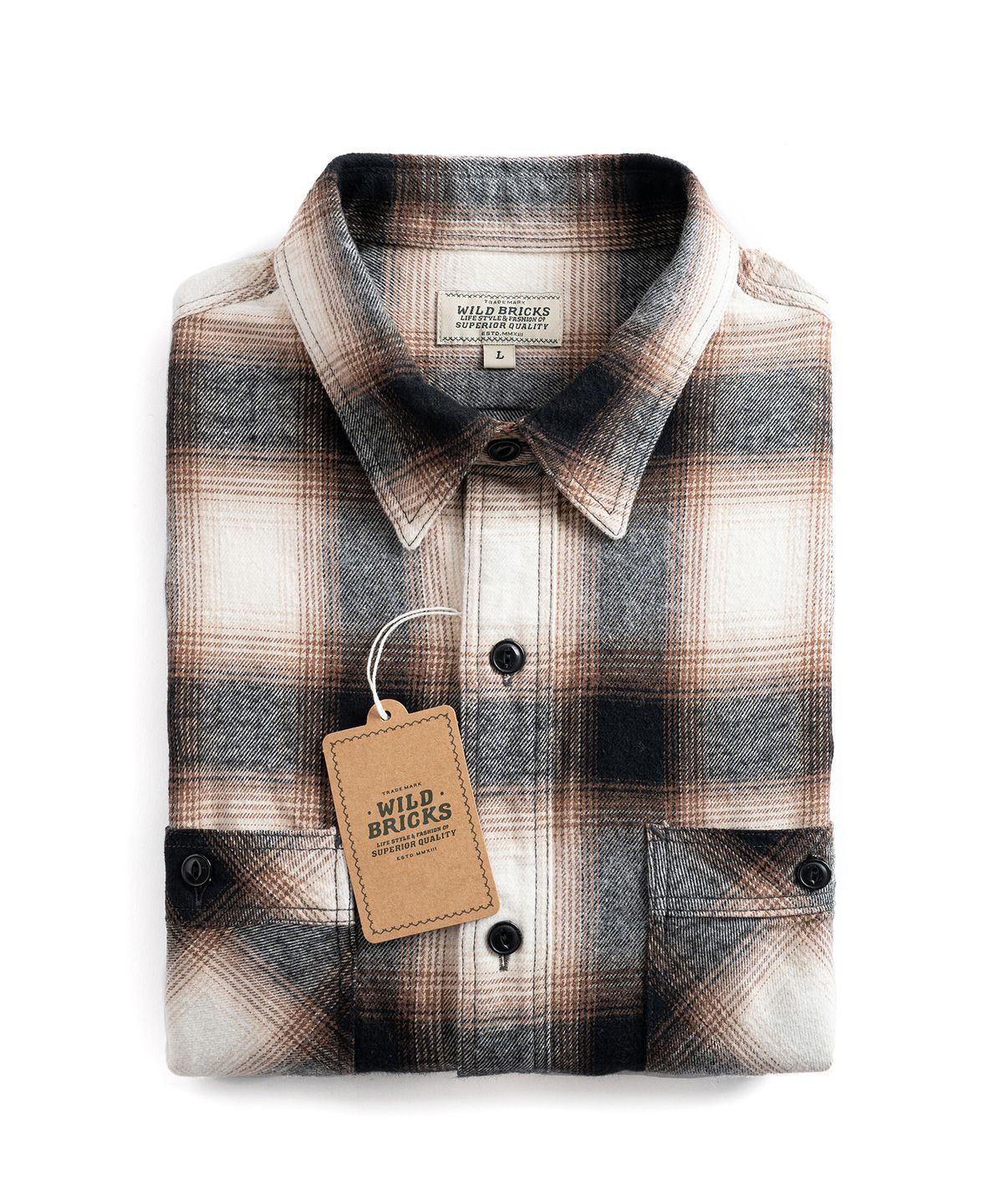 와일드 브릭스(WILD BRICKS) W24 OMBRE PLAID WORK SHIRT (beige)