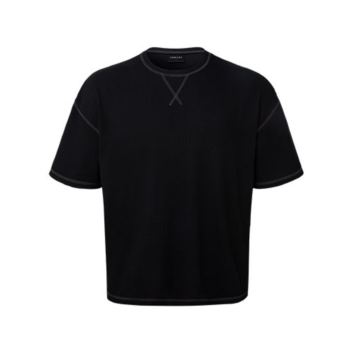 칠사(CHILLSA) Waffle Over Fit Short Sleeve_Black