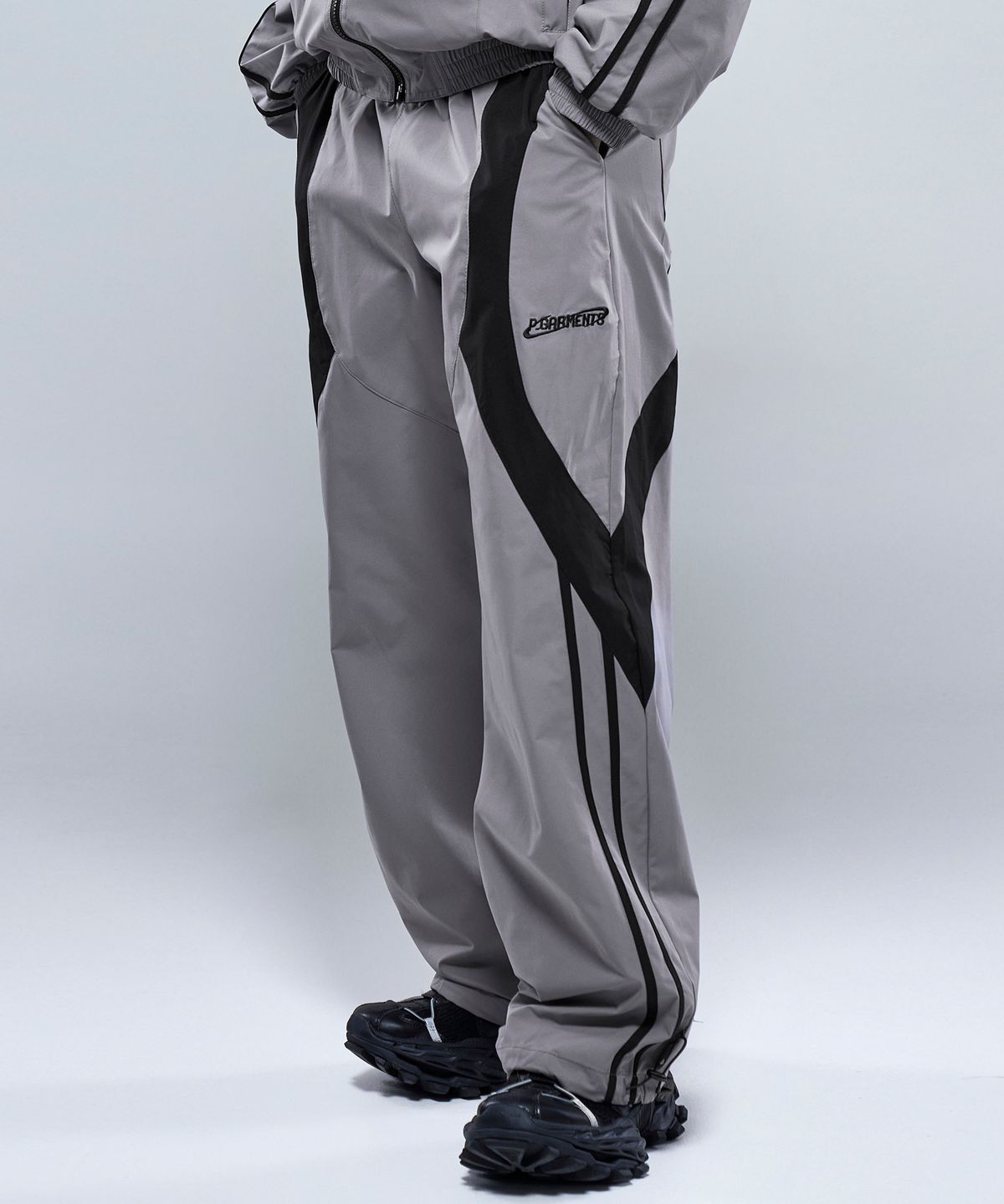 피지컬가먼츠(PHYSICAL GARMENTS) P2515 배색 윈드브레이커 와이드팬츠 [2COLOR]