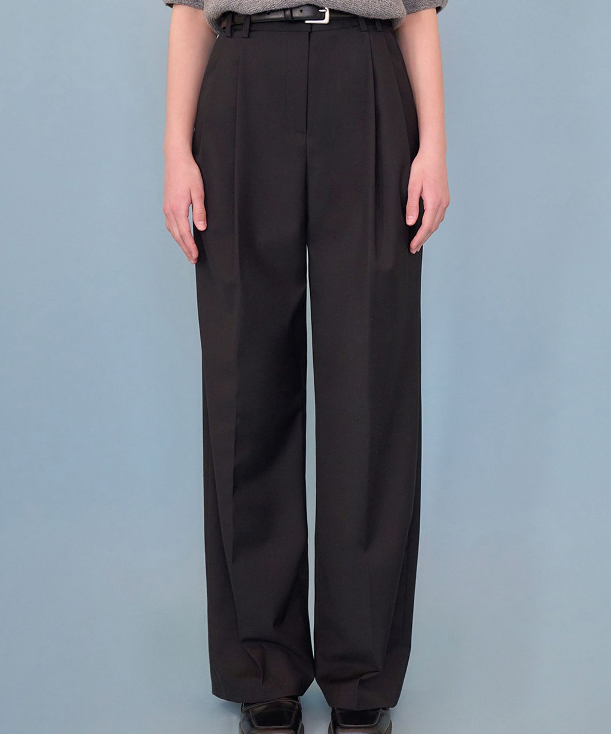 어패럴아카이브(APPAREL ARCHIVE) French pintuck wide slacks_Black