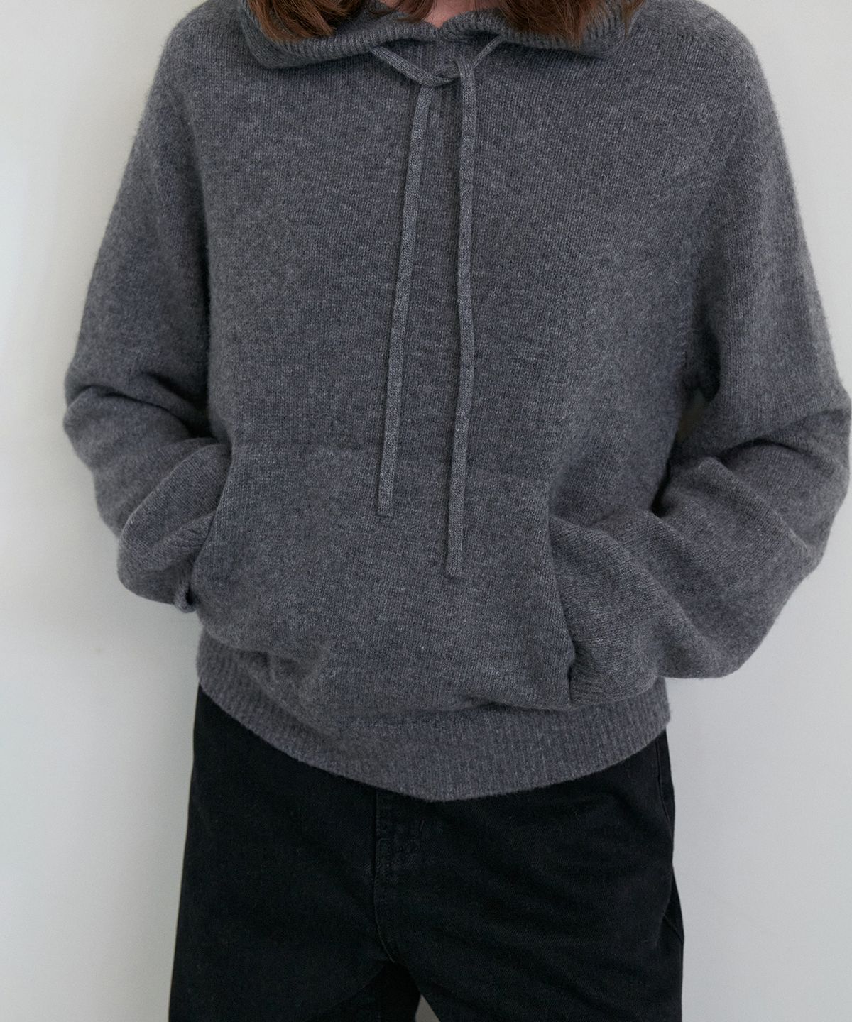 스텝어라운드(STEP AROUND) Cashmere wholegarment hoody pullover_M/GREY
