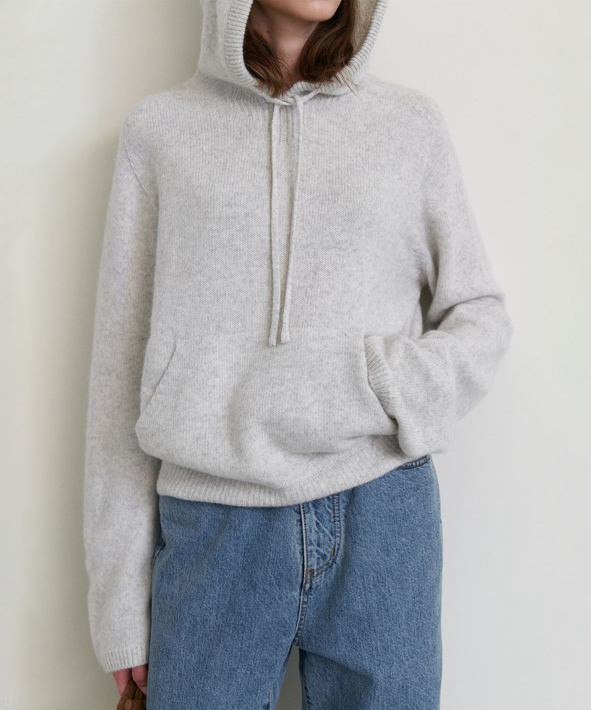 스텝어라운드(STEP AROUND) Cashmere wholegarment hoody pullover_LIGHT GREY