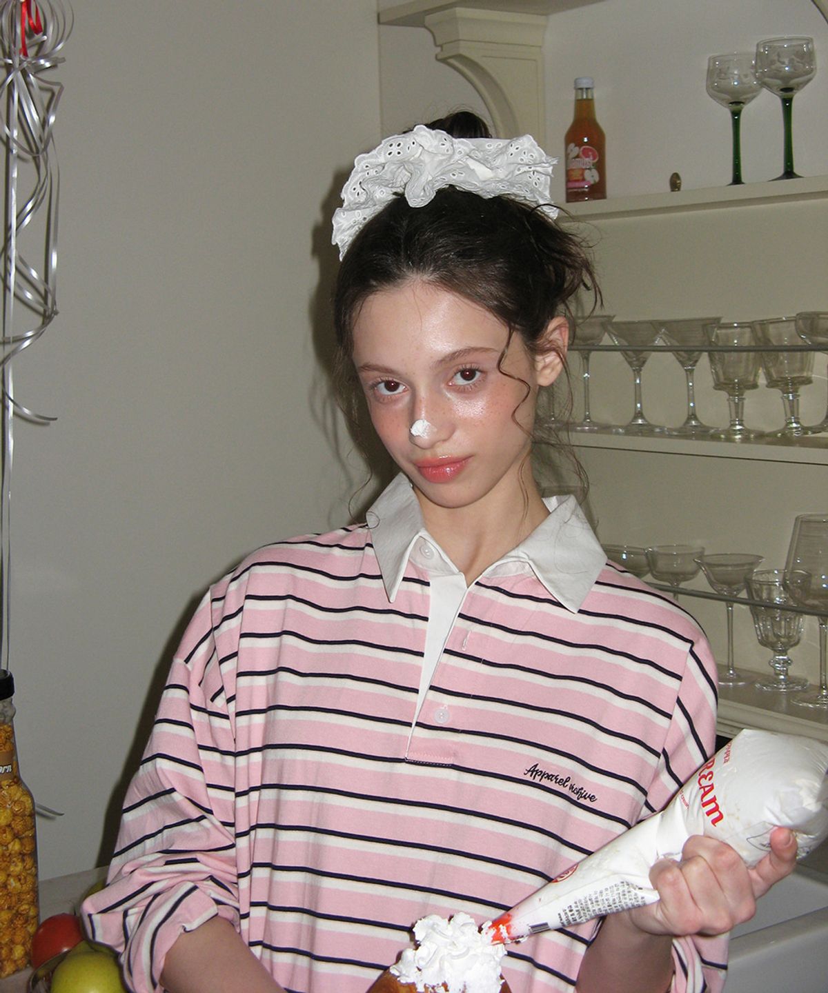 어패럴아카이브(APPAREL ARCHIVE) Bebe stripe PK t shirt_Pink