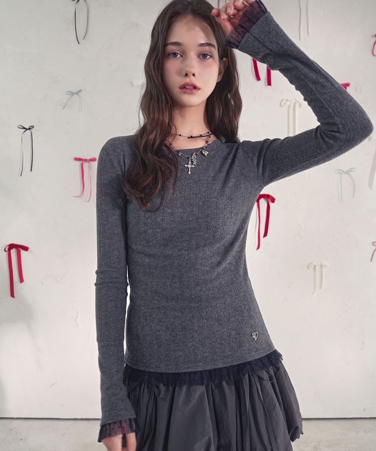 비바셔스(VIVACIOUS) Mirage Lace Frill Tee_5Colors