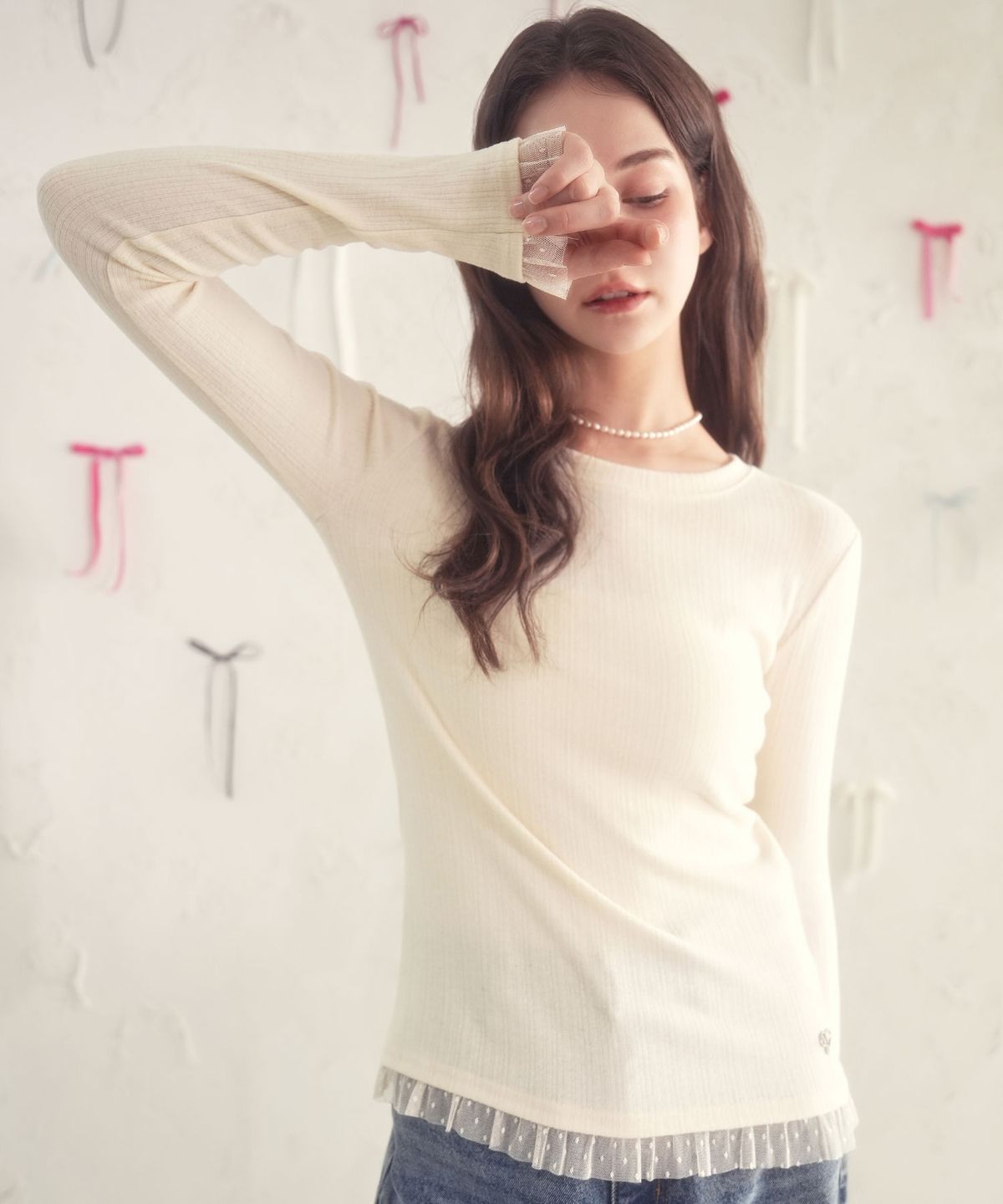 비바셔스(VIVACIOUS) Mirage Lace Frill Tee_5Colors