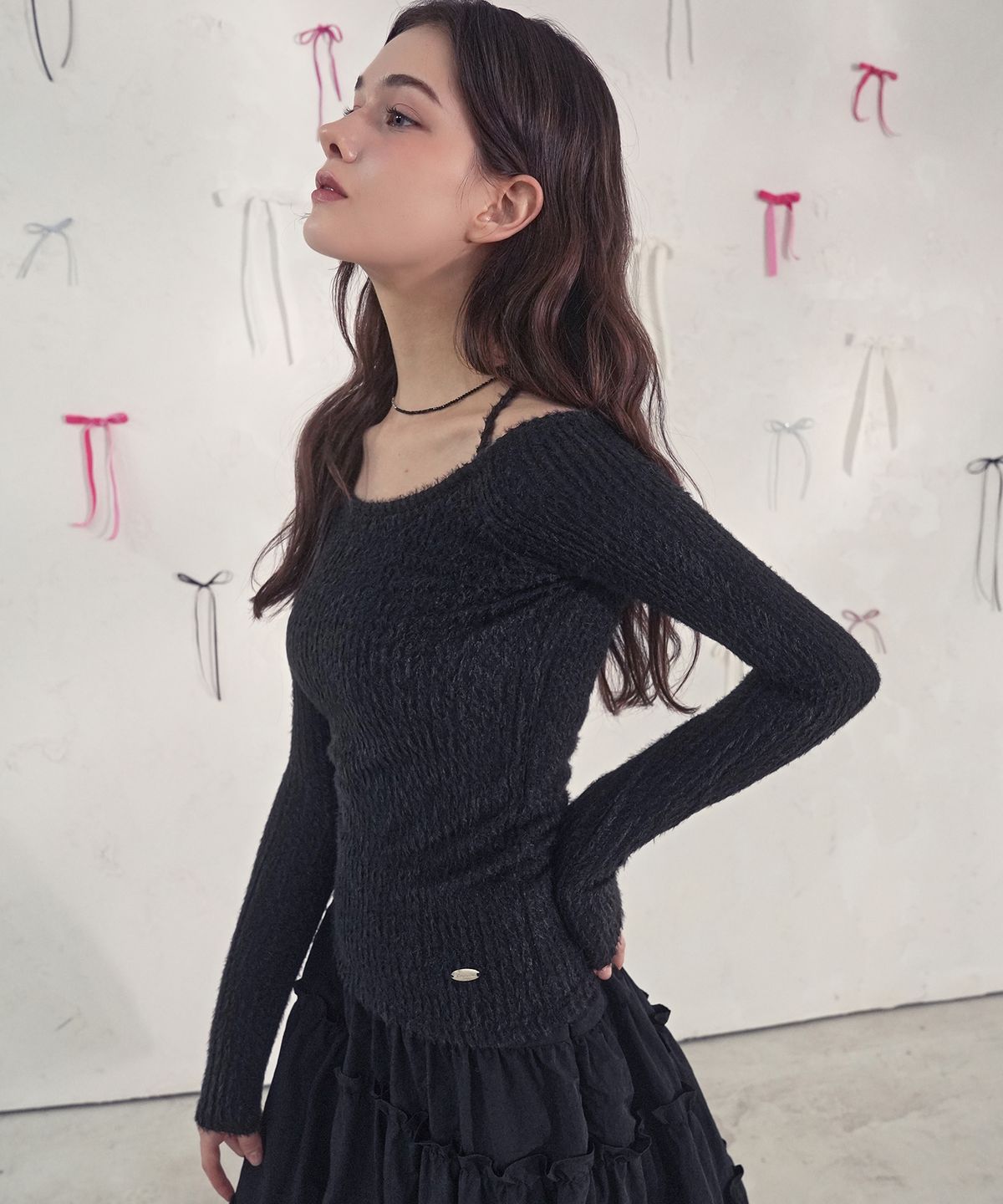 비바셔스(VIVACIOUS) Kiss Contour Line Knit_4Colors