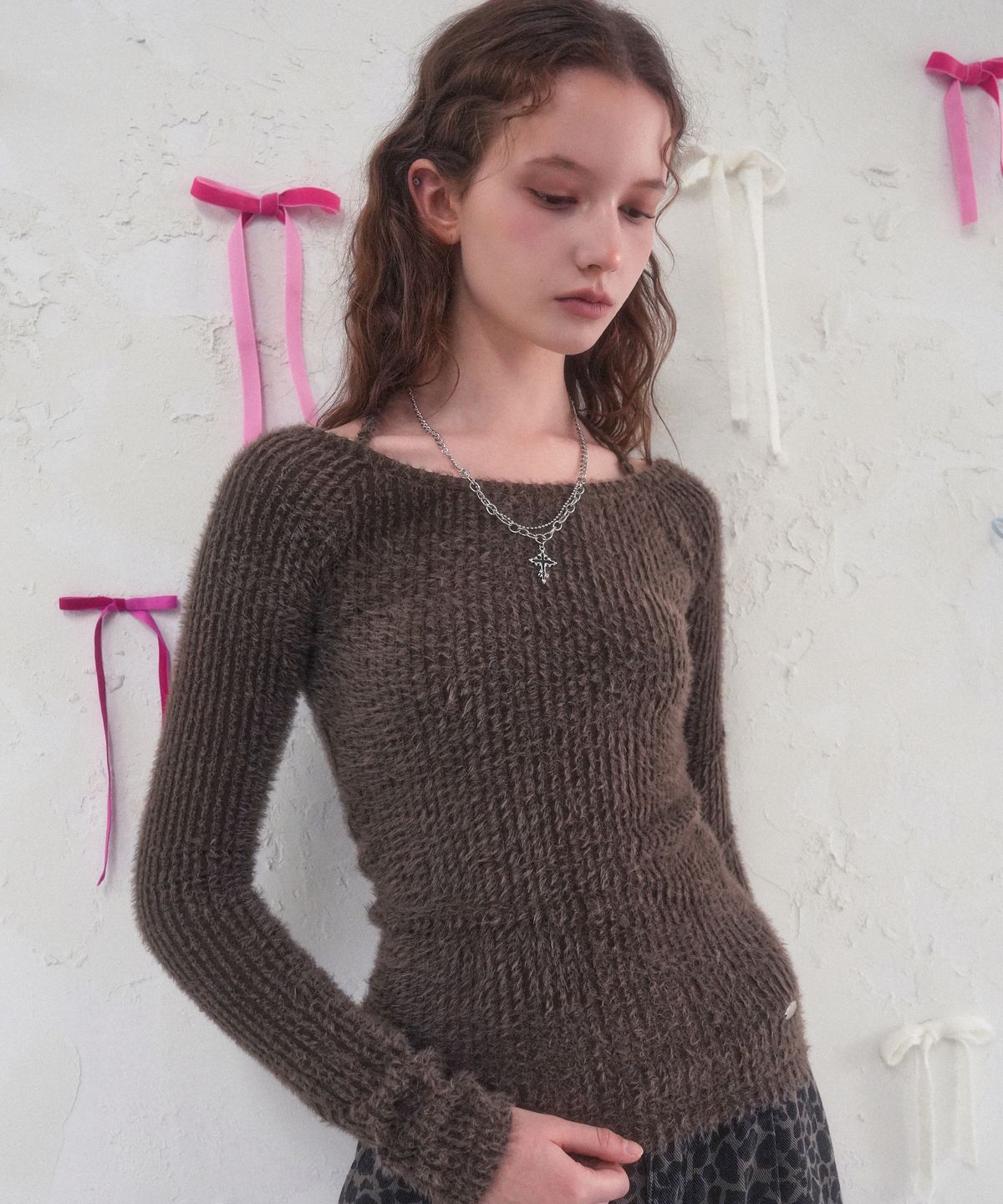 비바셔스(VIVACIOUS) Kiss Contour Line Knit_4Colors