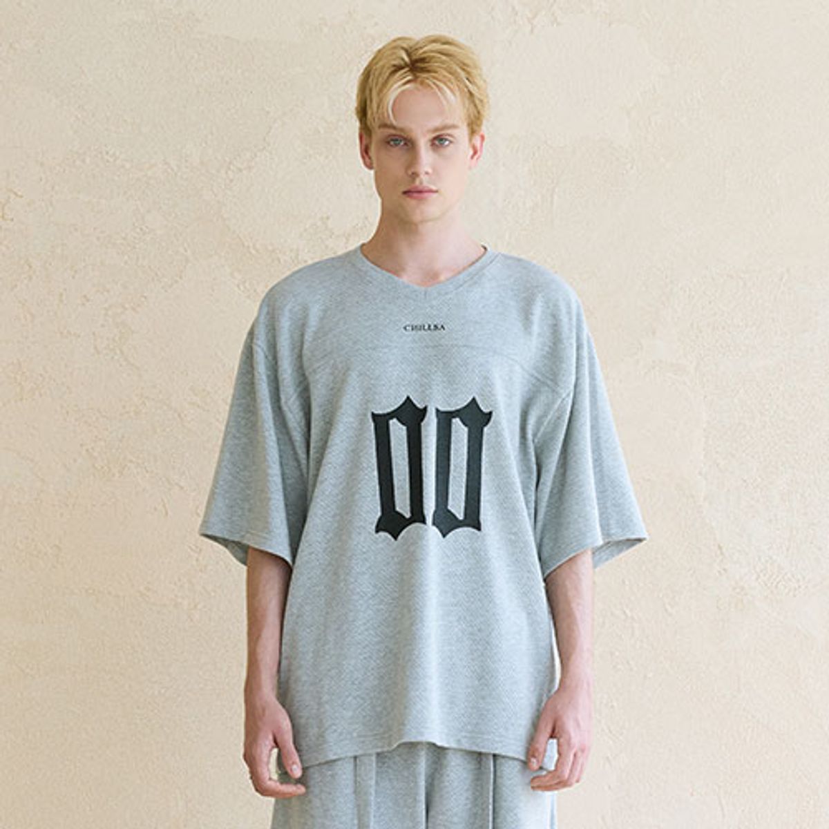 칠사(CHILLSA) Infinity Over Fit Short Sleeve_Melange Gray