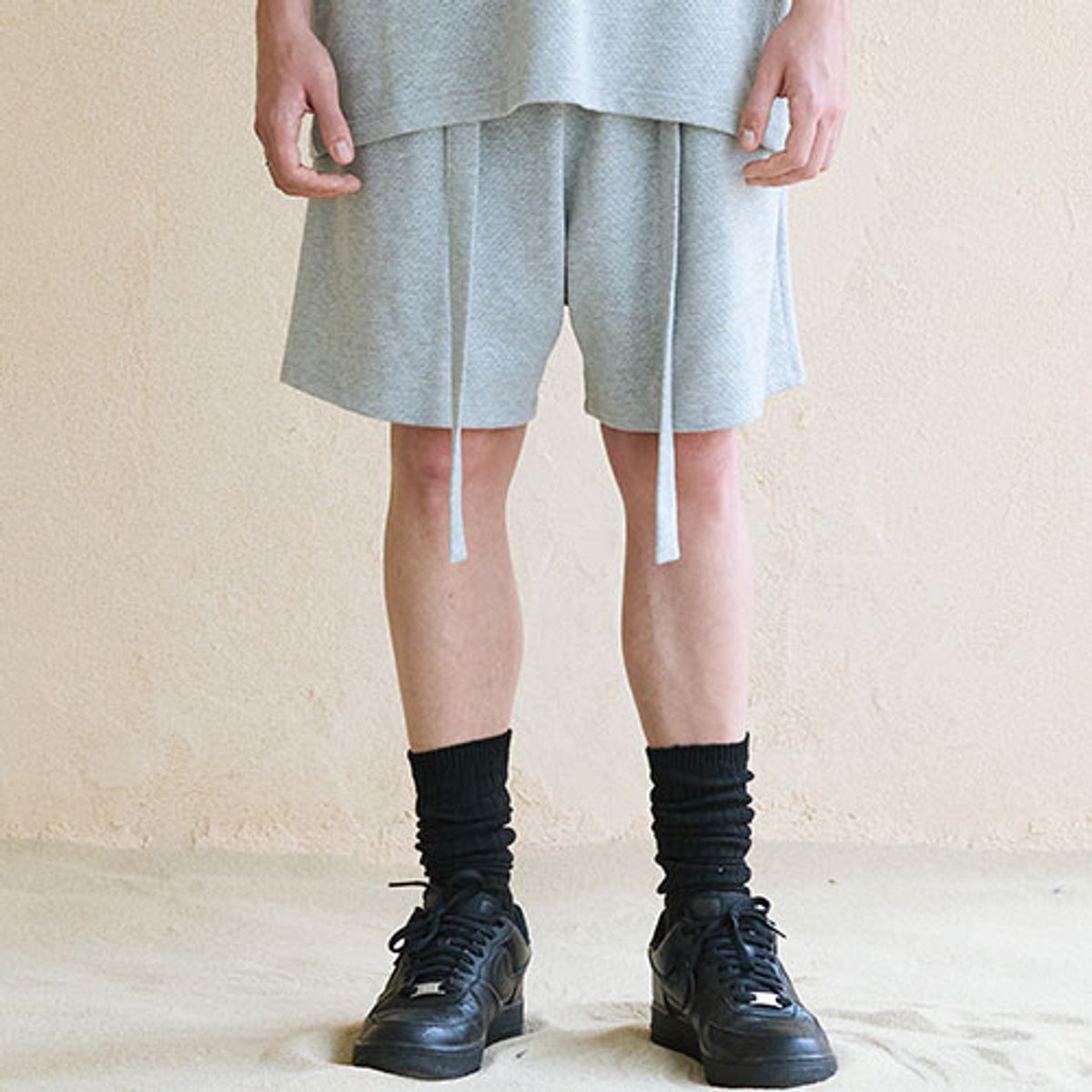 칠사(CHILLSA) Infinity Belted Shorts_Melange Gray