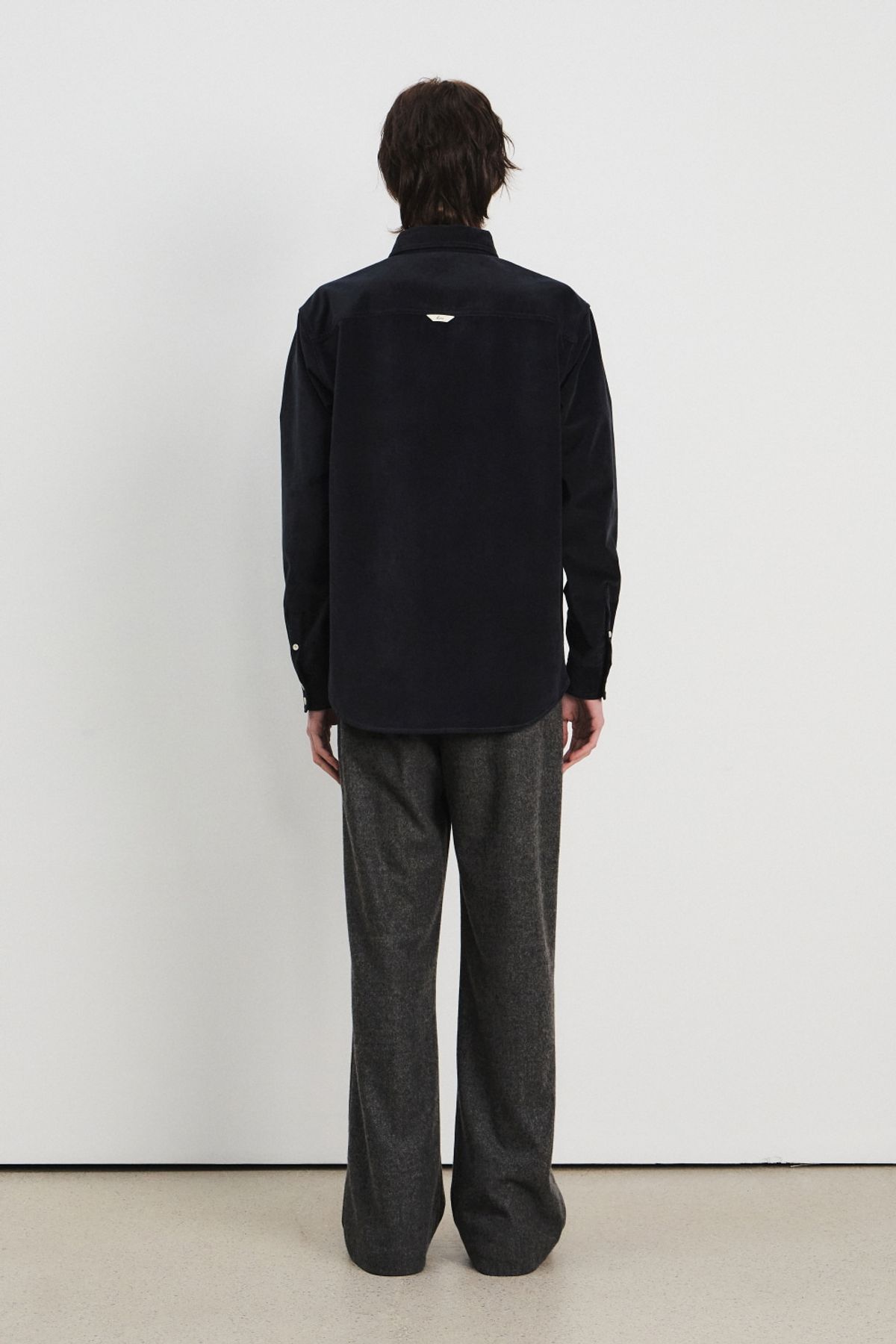 쿠메(KUMÉ) Men Wool Blend Wide Pants, Melange Gray