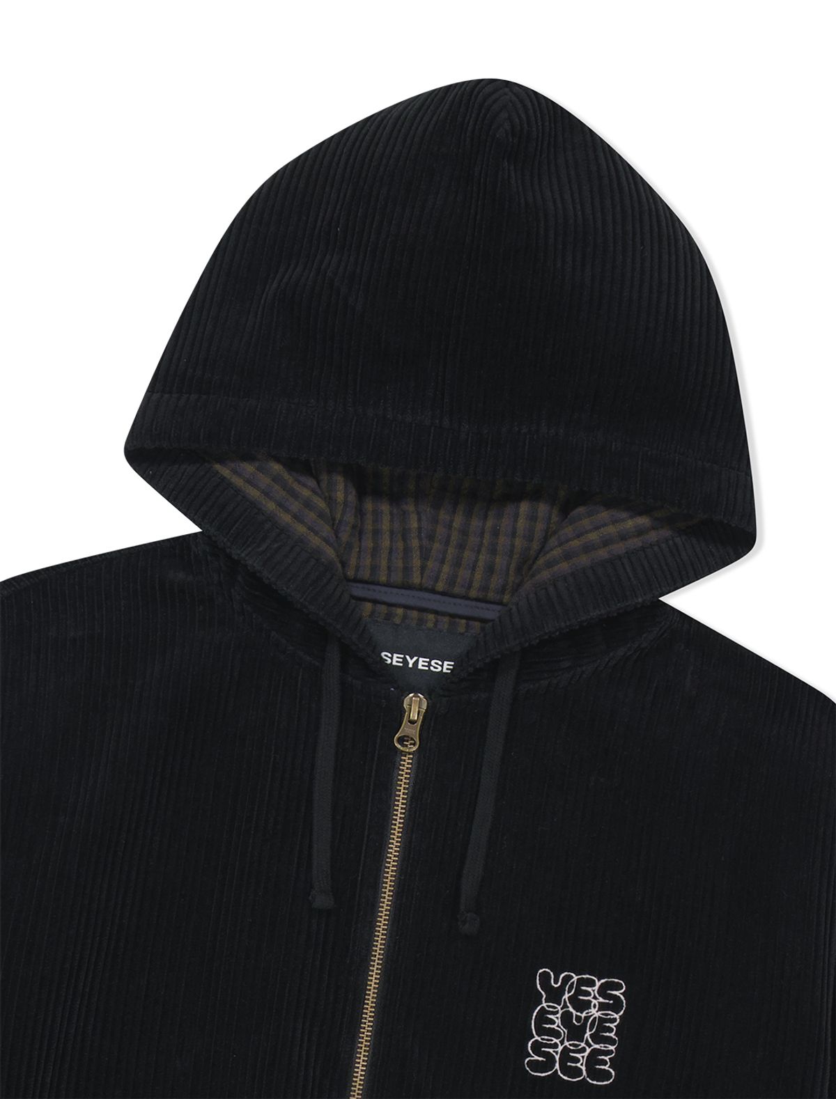 예스아이씨(YESEYESEE) Corduroy Hooded Zip Jacket Black