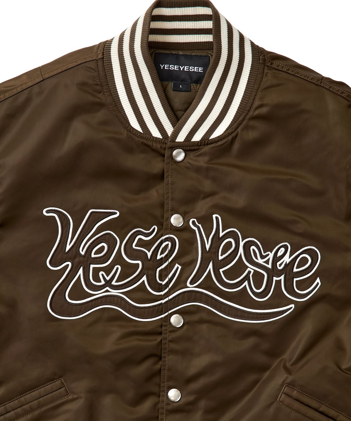 예스아이씨(YESEYESEE) Y.E.S Snail Logo Stadium Jacket Brown