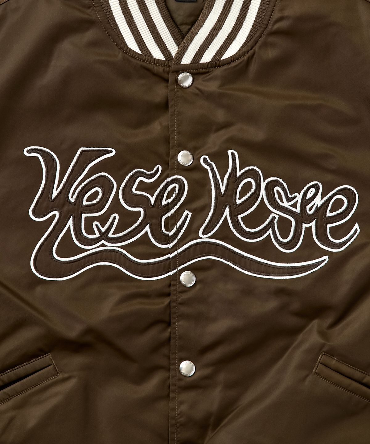 예스아이씨(YESEYESEE) Y.E.S Snail Logo Stadium Jacket Brown