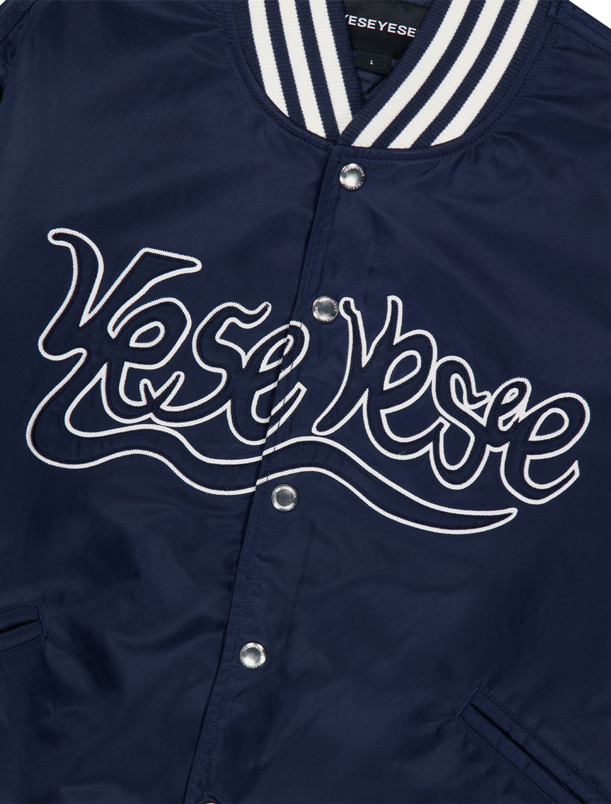 예스아이씨(YESEYESEE) Y.E.S Snail Logo Stadium Jacket Navy