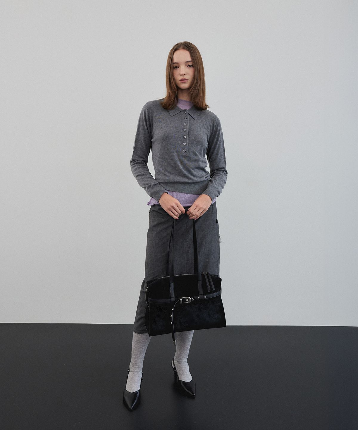 크리스틴프로젝트(CHRISTINE PROJECT) DUSTY BELT SHOULDER MEDIUM(BLACK TRUFFLE)