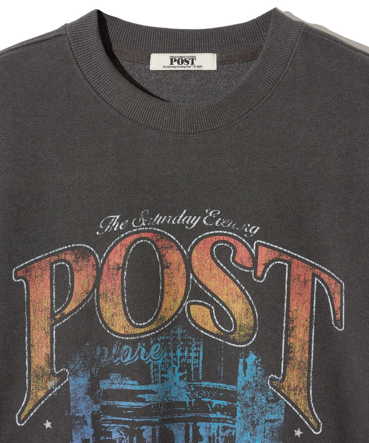 더 새터데이 이브닝 포스트(THE SATURDAY EVENING POST) NYC Graphic Pigment Sweat Shirt Charcoal